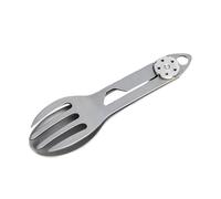 Titanium Folding Spork - 2-in-1 Picnic Utensil Tool | Lightweight Alloy Flatware for Camping, Portable Survival Gear for Hiking, Compact Eating Accessory Traveling, Outdoor