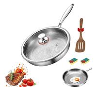 Titanium Hammered Pan pro,Poele qui ne se rayé pas et noircitpas,Poêle antiadhésive non toxique, Poêle Nutri pour Induction et Tout Type de Feux (Couvercle Inclus, L-30CM)