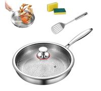 Titanium Hammered Pan Pro with Lid, Scratch Resistant Non Stick Nutri Pan, Titanium Pans for Cooking, Multifunctional Pots and Pans Set Non Stick Titaniumfrying Pans for Cooking (28cm/11in)
