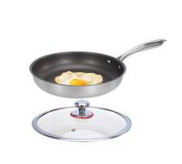 Titanium Pan - Batterie de cuisine antiadhésive, Acier inoxydable, Titane, | Poêle en titane pour frire des steaks et des crêpes, batterie de cuisine multifonctionnelle, résistante aux rayures et dura