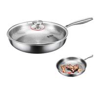 Titanium Pan, Hybrid Nonstick Frying Pans, Titanium Hammered Pan Pro, Uncoated Titaniums Frying Pans, Scratch-Resistant Fast and Even Heating Cooking Tool for All Stovetops (26 cm with cover)