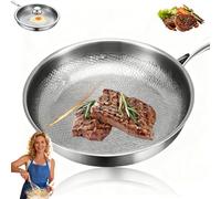 Titanium Pans for Cooking Non Stick, Ultra Durable Titanium Pan with Lid, Naturally Nonstick Without Coating for Mothers' Kitchen Cookware (11.02in)