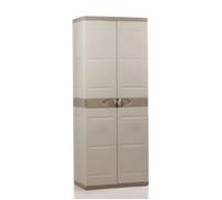 TITANIUM PLASTIKEN Armoire 2 portes avec étagères et penderie l70 x p44 x h176 cm Beige et Taupe Gamme TITANIUM Intérieur/Extérieur