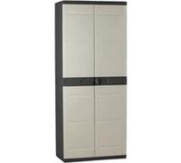 Armoire haute avec étagères - PLASTIKEN - Titanium - 70 x 44 x 176 cm - Beige et Noir