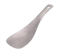 Titanium Rice Spoon Short Handle, Heat Resistant Cooking Shovel, Pure Titanium Rice Spoon with Sandblasted Grip and Hanging Hole for Home Kitchen Outdoor Camping Use