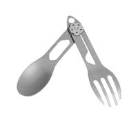 Titanium Spork - 2 in 1 Spoon Fork Combo, Heat Resistant Durable Material, Space Saving Foldable Handle, Easy Clean | Perfect for Travel, Barbecue, Trekking, Kit, Outdoor