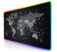 TITANWOLF RGB Tapis de Souris Gaming XXL 120 x 60 cm LED Lumineuse Tapis de Souris Multicolore 11 Modes 1200x600mm Surface antidérapante pour Les Joueurs de l’Ordinateur PC et du Mac Carte du Monde