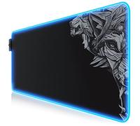 TITANWOLF RGB Tapis de Souris Gaming XXL, LED Lumineuse Tapis de Souris Multicolore 11 Modes 800 x 300mm, Surface antiderapant pour Les Joueurs de l’Ordinateur PC et du Mac, Noir