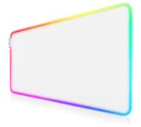 TITANWOLF - RGB Tapis de Souris Gaming XXL - LED Lumineuse Tapis de Souris Multicolore 11 Modes - 900 x 400mm - Surface antidérapante pour Les Joueurs de l’Ordinateur PC et du Mac - Blanc