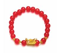 Titayen Bracelet à breloques en forme de dragon chinois pour le Nouvel An - Bracelet extensible porte-bonheur pour homme et femme, 1, Pas de gemme