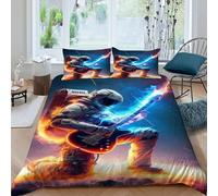 TiTCiveR Astronautee électrique Housse De Couette 3 Pièces Music SpaceHuman 3D Motif Imprimé Ensemble Literie Microfibre Adulte avec Fermeture Éclair Et Taies d'oreiller King（220x240cm）
