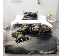 TiTCiveR Cascade Tigre Housse De Couette 2 Pièces Animal Themes Wildlife Imprimé De Couvre-Lit Microfibre Adulte avec Fermeture Éclair Et Taies d'oreiller Single（135x200cm）