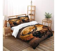TiTCiveR Cerf Pleine Lune Housse De Couette 3 Pièces Animal Theme Wildlife Imprimé De Couvre-Lit Microfibre pour Chambre À Coucher Doux Et Confortable avec 2 Taie d'oreiller Double（200x200cm）