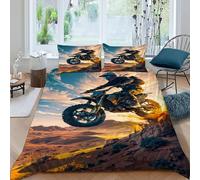 TiTCiveR Désert de Moto Housse De Couette 3 Pièces Thèmes Sportifs De Couvre-Lit Microfibre Adulte avec Fermeture Éclair Taies d'oreiller King（220x240cm）