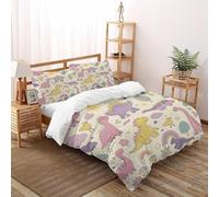 TiTCiveR Dinosauree Arc-en-Ciel Housse De Couette 3 Pièces Fun PrehistoricNature Imprimé De Couvre-Lit Microfibre Adulte avec Fermeture Éclair Et Taies d'oreiller Double（200x200cm）