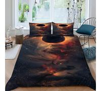 TiTCiveR éclipse Univers Housse De Couette 3 Pièces Parure De Lit Thèmes Gothiques Couvre-Lit Microfibre pour Adulte Et Enfant avec Fermeture Éclair Et Taies d'oreiller King（220x240cm）