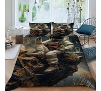 TiTCiveR Espace d'Astronautee Housse De Couette 3 Pièces Space Human Space 3D Motif Imprimé Ensemble Literie Microfibre pour Adulte Et Enfant avec Taies d'oreiller King（220x240cm）