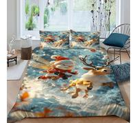 TiTCiveR Fée Renne Housse De Couette 3 Pièces Thèmes de Noël De Couvre-Lit Microfibre Adulte avec Fermeture Éclair Taies d'oreiller King（220x240cm）