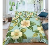 TiTCiveR Feuille Florale Imprimé Parure De Lit Microfibre Super Douce Et Respirante Housse De Couette Fresh Garden Plants 3 Pièces avec 2 Taie d'oreiller King（220x240cm）