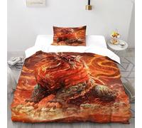 TiTCiveR Flamme de bête Ardente Housse De Couette 2 Pièces Parure De Couette MythBeast SkyCreature Microfibre 2 Taie d'oreiller Single（135x200cm）