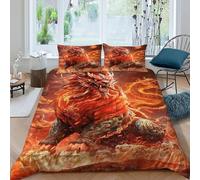 TiTCiveR Flamme de bête Ardente Housse De Couette 3 Pièces 3D Motif MythBeast SkyCreature Ensemble De Literie Microfibre pour Adulte Et Enfant avec Taies d'oreiller King（220x240cm）