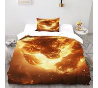 TiTCiveR Flamme Tigre Housse De Couette 2 Pièces Animal Themes Wildlife 3D Motif Imprimé Ensemble Literie Microfibre Adulte avec Fermeture Éclair Et Taies d'oreiller Single（135x200cm）