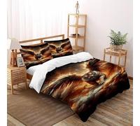 TiTCiveR Flamme Tigre Housse De Couette 3 Pièces Animal Theme Wildlife 3D Motif Imprimé Ensemble Literie Microfibre pour Adulte Et Enfant avec Taies d'oreiller Super King（260x220cm）