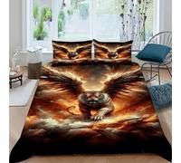TiTCiveR Flamme Tigre Housse De Couette 3 Pièces Animal Theme Wildlife Ensemble Literie Microfibre Adulte avec Fermeture Éclair 2 Taie d'oreiller King（220x240cm）
