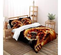 TiTCiveR Flamme Tigre Housse De Couette 3 Pièces Animal Theme Wildlife Imprimé De Couvre-Lit Microfibre pour Adulte Et Enfant avec 2 Taie d'oreiller Double（200x200cm）