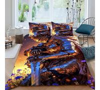 TiTCiveR Fleur Chevalier Housse De Couette 3 Pièces Parure De Couette Knight FieldWarrior Microfibre 2 Taie d'oreiller King（220x240cm）