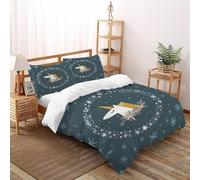TiTCiveR Flocon de Neige Licorne Housse De Couette 3 Pièces Winter Fantasy Creature Snowscape Imprimé De Couvre-Lit Microfibre pour Adulte Et Enfant avec 2 Taie d'oreiller Double（200x200cm）