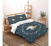TiTCiveR Flocon de Neige Licorne Housse De Couette 3 Pièces Winter Fantasy Creature Snowscape Imprimé De Couvre-Lit Microfibre pour Adulte Et Enfant avec 2 Taie d'oreiller Super King（260x220cm）