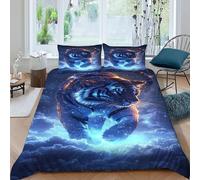 TiTCiveR Galaxie Tigre Housse De Couette 3 Pièces Animal Theme Wildlife Housse De Couette Imprimée Et 2 Taie d'oreiller King（220x240cm）