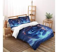 TiTCiveR Galaxie Tigre Housse De Couette 3 Pièces Animal Theme Wildlife Imprimé De Couvre-Lit Microfibre pour Chambre À Coucher Doux Et Confortable avec 2 Taie d'oreiller Super King（260x220cm）