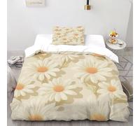 TiTCiveR Marguerite arrière-Plan Housse De Couette 2 Pièces Fresh PastoralPlants Housse De Couette Imprimée Et 1 Taie d'oreiller Single（135x200cm）