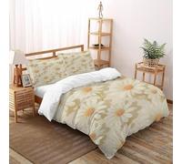 TiTCiveR Marguerite arrière-Plan Imprimé Parure De Lit Microfibre Super Douce Et Respirante Housse De Couette Fresh PastoralPlants 3 Pièces avec 2 Taie d'oreiller Super King（260x220cm）