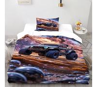 TiTCiveR Monster Truck Housse De Couette 2 Pièces Adventure InterstellarVehicle Parure De Lit Microfibre pour Adulte Et Enfant avec Fermeture Éclair E Taies d'oreiller Single（135x200cm）