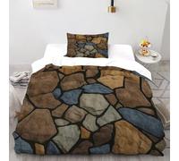 TiTCiveR Mosaïque de Pierres Housse De Couette 2 Pièces StonePave RockGround Imprimé De Couvre-Lit Microfibre pour Chambre À Coucher Doux Et Confortable avec 1 Taie d'oreiller Single（135x200cm）
