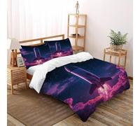 TiTCiveR Nébuleuse fusée Housse De Couette 3 Pièces Thèmes du Ciel étoilé Parure De Lit Microfibre pour Adulte Et Enfant avec Fermeture Éclair E Taies d'oreiller Double（200x200cm）