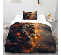 TiTCiveR Parure De Couette Flamme d'Astronautee Housse De Couette Space HumanSpace en Microfibre, Parure De Lit Adulte Enfant, Ensemble De Literie avec 1 Taie d'oreiller Single（135x200cm）