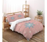 TiTCiveR Pink Background_1 Housse De Couette 3 Pièces Winter Sky Snowflake Parure De Lit Microfibre pour Adulte Et Enfant avec Fermeture Éclair E Taies d'oreiller Super King（260x220cm）