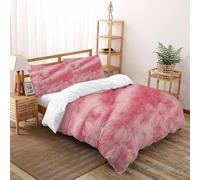 TiTCiveR Pink Texture Housse De Couette 3 Pièces Aesthetic Sky Clouds Parure De Lit Microfibre pour Adulte Et Enfant avec Fermeture Éclair E Taies d'oreiller Super King（260x220cm）
