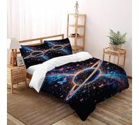 TiTCiveR Planète Papillon Imprimé Parure De Lit Microfibre Super Douce Et Respirante Dreamy Cosmic Scene Housses De Couettes 3 Pièces Et 2 Taie d'oreiller Double（200x200cm）