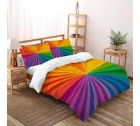 TiTCiveR Rainbow Radiation_1 Housse De Couette 3 Pièces 3D Motif Vivid Sky Landscape Ensemble De Literie Microfibre pour Adulte Et Enfant avec Taies d'oreiller King（220x240cm）