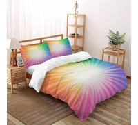 TiTCiveR Rainbow Radiation Housse De Couette 3 Pièces 3D Motif Imprimé Rainbow SkyScenery Linge De Lit Microfibre Adulte avec Fermeture Éclair Et Taies d'oreiller King（220x240cm）