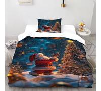 TiTCiveR Santa Contrôleur Néon Housse De Couette 2 Pieces Thèmes de Noël Parure De Lit Microfibre pour Adulte Et Enfant avec 1 Taie d'oreiller Single（135x200cm）