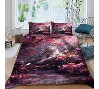 TiTCiveR Tigre Blanc Cerise Housse De Couette 3 Pièces 3D Motif Thèmes animaliers Faune Sauvage Ensemble De Literie Microfibre pour Adulte Et Enfant avec Taies d'oreiller King（220x240cm）