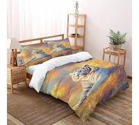 TiTCiveR Tigre Blanc Ciel Housse De Couette Kids Thèmes animaliers Faune Sauvage Parure De Lit Double（200x200cm） Parure Décor De Thèmes animaliers Faune Sauvage avec 2 Taie d'oreiller