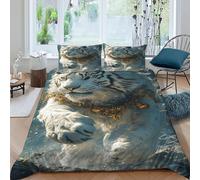 TiTCiveR Tigre Blanc doré Housse De Couette 3 Pièces Animal Themes Wildlife 3D Motif Imprimé Ensemble Literie Microfibre pour Adulte Et Enfant avec Taies d'oreiller King（220x240cm）