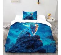 TiTCiveR Tigre Blanc Plein Housse De Couette 2 Pièces Animal Theme Wildlife De Couvre-Lit Microfibre Adulte avec Fermeture Éclair Taies d'oreiller Single（135x200cm）